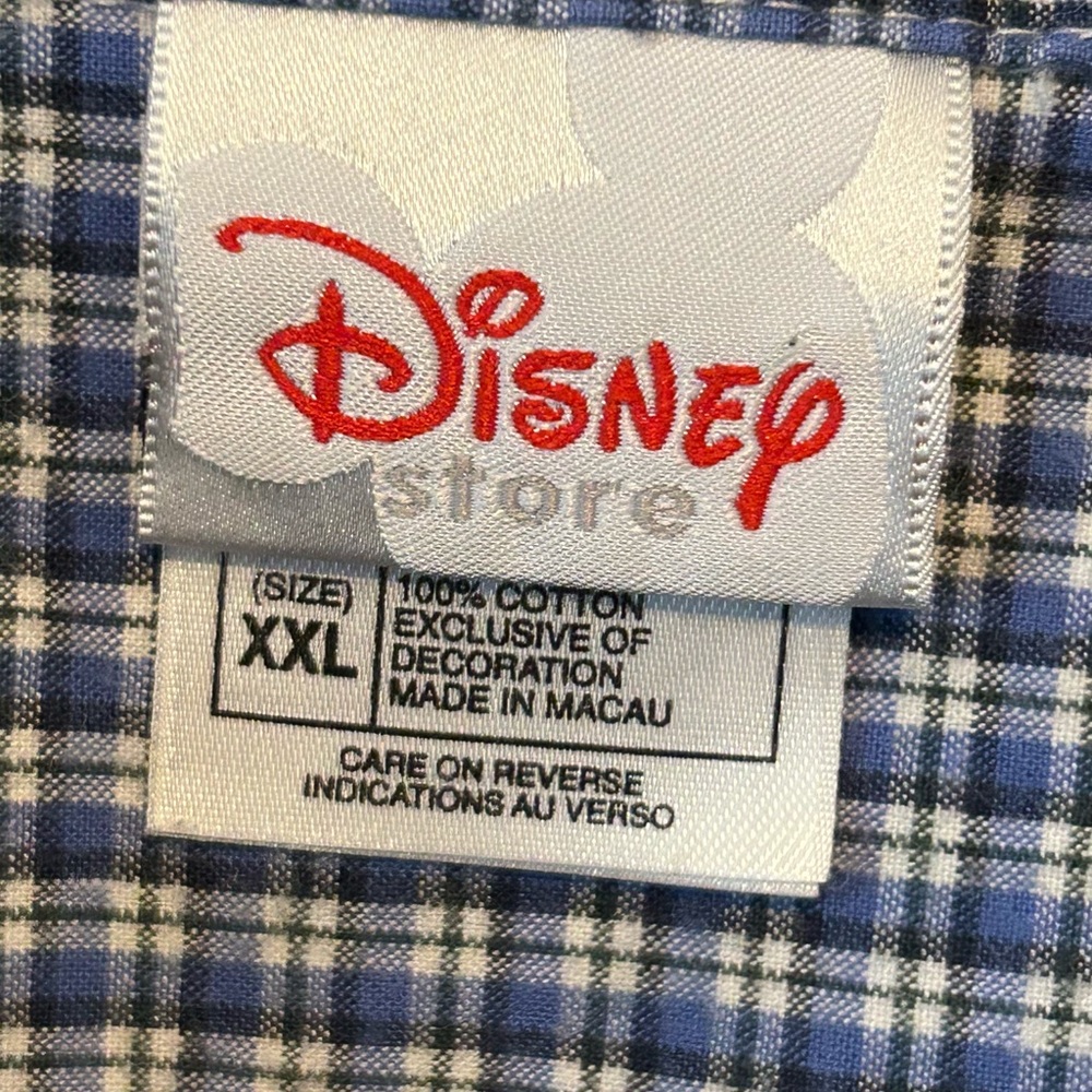 Walt Disney World Button Down Shirt Navy Blue‎ Plaid Tigger Short Sleeve Men XXL - Picture 3 of 8